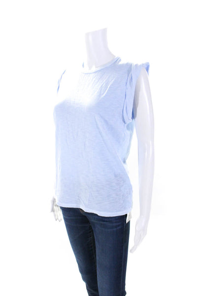 Veronica Beard Jeans Womens Rolled Sleeves Tank Top Blue Cotton Size Small