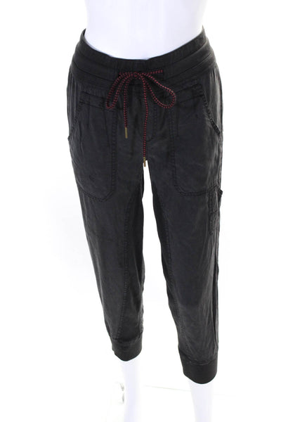 Anthropologie Womens Drawstring Elastic Tapered Jogger Pants Black Size 2XSP