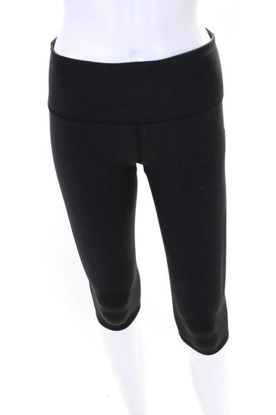 Lululemon Womens Elastic Waist Slip-On Cropped Athletic Leggings Black Size 8