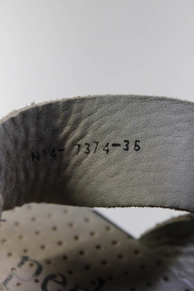 Pedro Garcia Womens Striped Print Hook Pile Tape Wedge Heels Gray Size EUR36