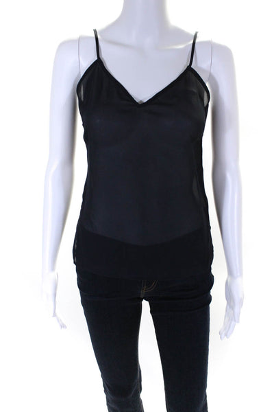 10 Crosby Derek Lam Womens V-Neck Pullover Tank Top Blouse Navy Size 0