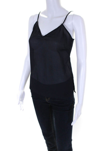 10 Crosby Derek Lam Womens V-Neck Pullover Tank Top Blouse Navy Size 0