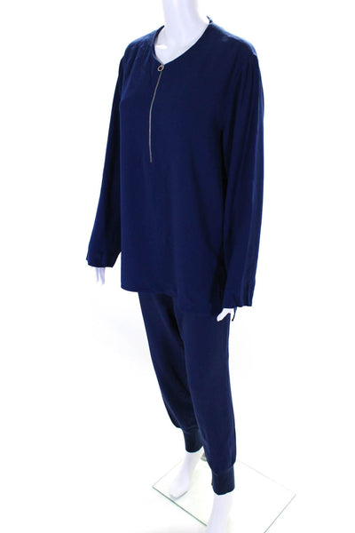 Stella McCartney Womens Long Sleeve Blouse Top + Pants Set Blue Size 46 44