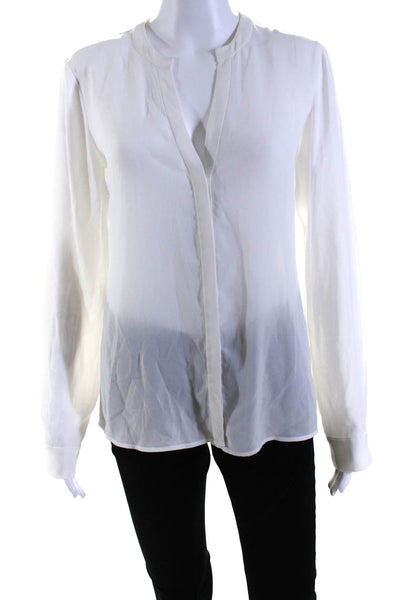 Theory Womens Long Sleeve Button Down Classic Blouse Silk White Size Small