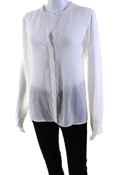 Theory Womens Long Sleeve Button Down Classic Blouse Silk White Size Small