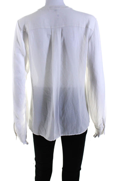 Theory Womens Long Sleeve Button Down Classic Blouse Silk White Size Small