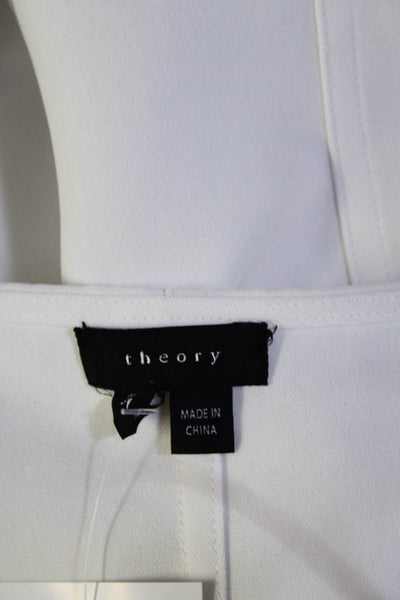 Theory Womens Long Sleeve Scoop Neck Pullover Blouse White Size Small