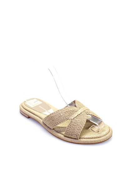 Dolce Vita Womens Open Toe Slip On Woven Sandals Beige Size 6