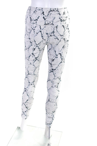 Varley Womens Jersey Knit Snakeskin Print 7/8 Capri Leggings White Size XS