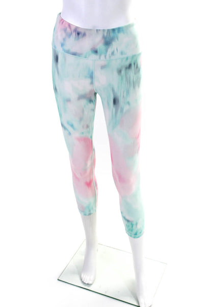 Nanette Lepore Womens Tie Dye Print Active Capri Leggings Blue Pink Size XS