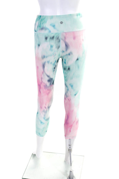 Nanette Lepore Womens Tie Dye Print Active Capri Leggings Blue Pink Size XS