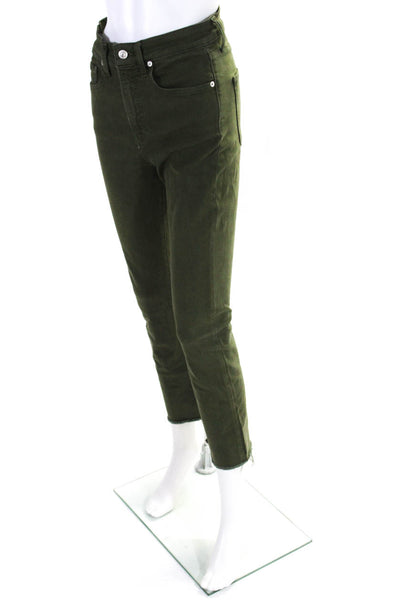 Veronica Beard Womens Tapered Leg Front Zip Five Pocket Jeans Green Size 26