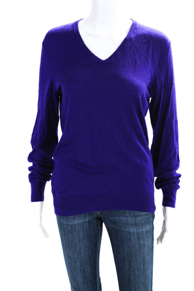 Ralph Lauren Black Label Womens Cashmere Long Sleeve V-Neck Top Purple Size S