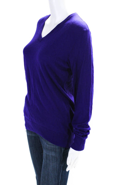 Ralph Lauren Black Label Womens Cashmere Long Sleeve V-Neck Top Purple Size S