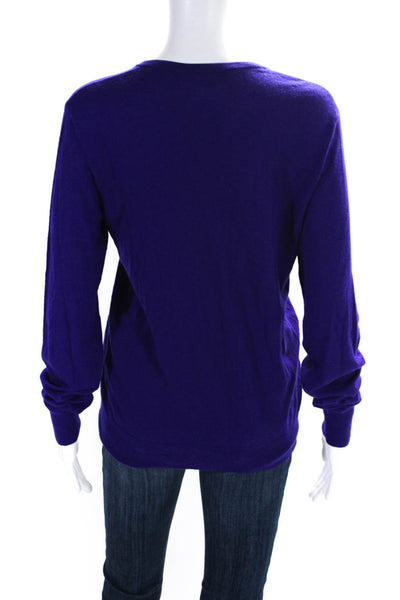 Ralph Lauren Black Label Womens Cashmere Long Sleeve V-Neck Top Purple Size S