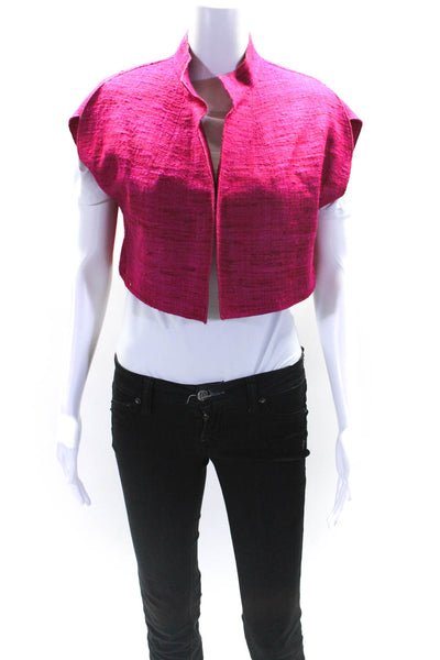 Worth New York Womens Fuschia Silk Textured Open Front Bolero Jacket Size P