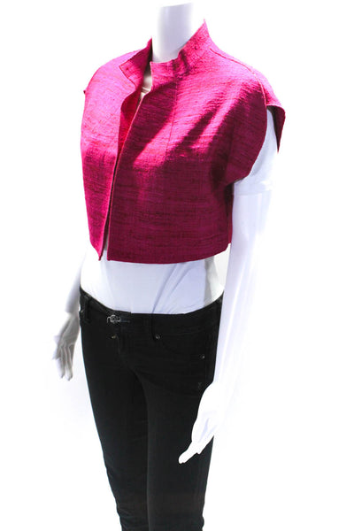 Worth New York Womens Fuschia Silk Textured Open Front Bolero Jacket Size P