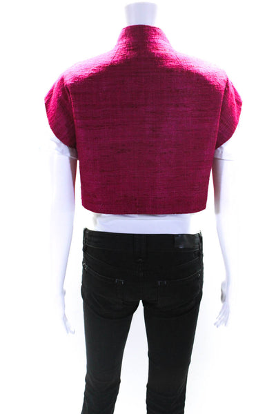 Worth New York Womens Fuschia Silk Textured Open Front Bolero Jacket Size P