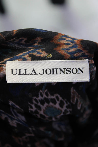 Ulla Johnson Womens Long Sleeve Abstract Print Blouse Silk Black Size 0