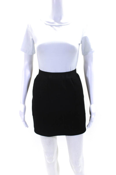 Herve by Herve Leger Velour Lined Elastic Waist Jersey Mini Skirt Black Small