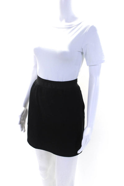 Herve by Herve Leger Velour Lined Elastic Waist Jersey Mini Skirt Black Small