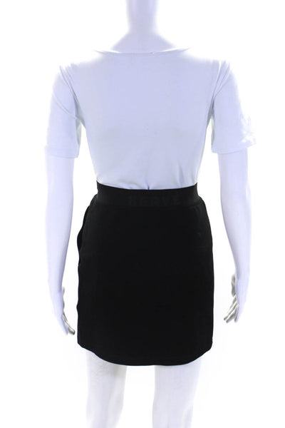 Herve by Herve Leger Velour Lined Elastic Waist Jersey Mini Skirt Black Small