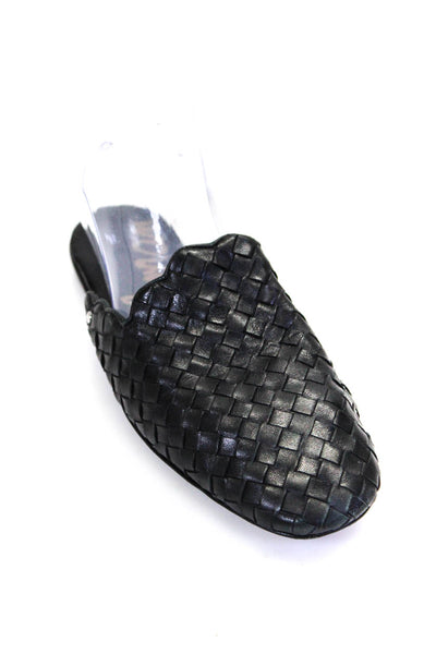 Sam Edelman Womens Leather Woven Slide On Katy Mules Black Size 7.5 Medium