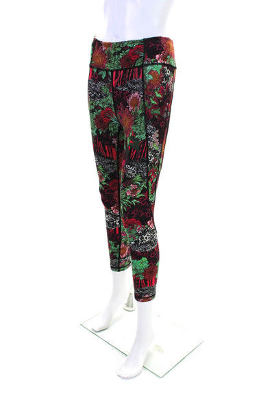 Lululemon Womens Floral Print Elastic Waist Slip-On Athletic Leggings Red Size 4