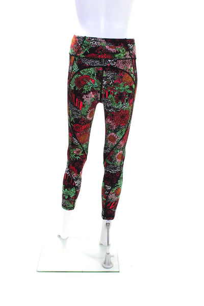 Lululemon Womens Floral Print Elastic Waist Slip-On Athletic Leggings Red Size 4