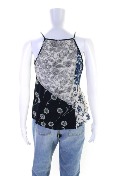 Derek Lam 10 Crosby Womens Paisley Handkerchief Hem Tank Top Blouse Navy Size 2