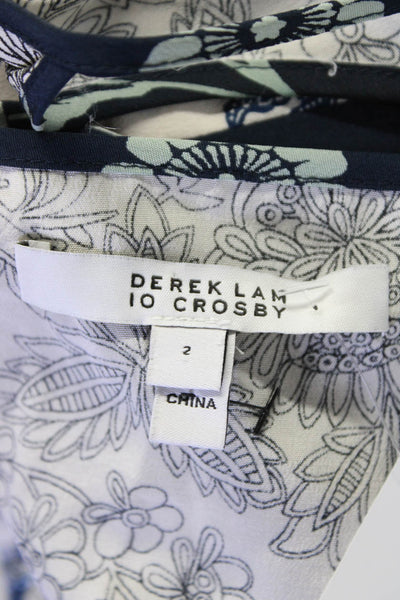 Derek Lam 10 Crosby Womens Paisley Handkerchief Hem Tank Top Blouse Navy Size 2