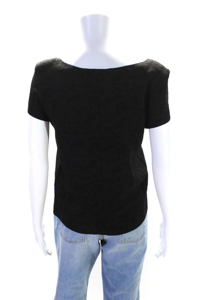 The Kooples Womens Polka Dot Mesh Scoop Neck Short Sleeve Blouse Black Size S