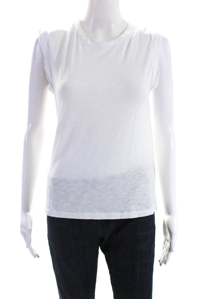 Veronica Beard Womens Cotton Round Neck Sleeveless T-Shirt Top White Size XS