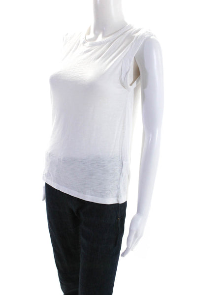 Veronica Beard Womens Cotton Round Neck Sleeveless T-Shirt Top White Size XS