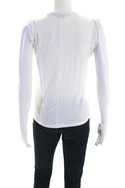 Veronica Beard Womens Cotton Round Neck Sleeveless T-Shirt Top White Size XS