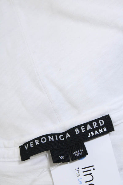 Veronica Beard Womens Cotton Round Neck Sleeveless T-Shirt Top White Size XS