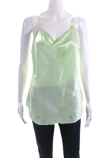 Cinq à Sept Womens Silk Spaghetti Strap Cowl Neck Blouse Green Size L