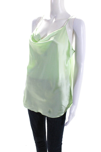 Cinq à Sept Womens Silk Spaghetti Strap Cowl Neck Blouse Green Size L