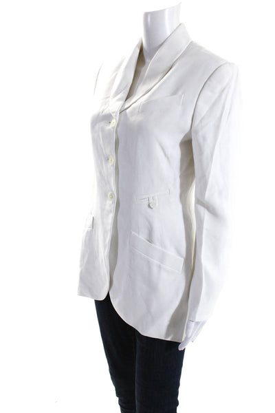 Richard Tyler Womens Solid White Three Button Long Sleeve Blazer Size 8