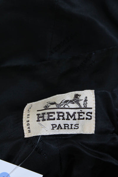 Hermes Mens Navy Black Printed Silk V-Neck Gilet Droit Vest Jacket Size 56