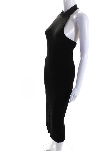 Nadia Tarr Womens Black Halter Open Back Sleeveless Bodycon Dress Size L