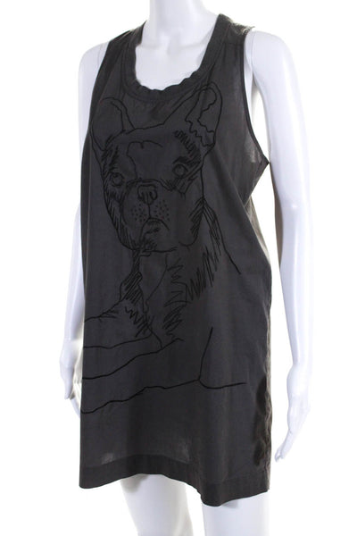 Comptoir Des Cotonniers Womens Cotton Dog Embroidered Tank Dress Gray Size 38