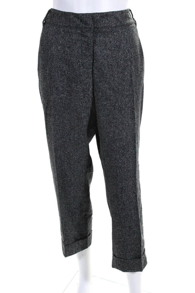 Weekend Max Mara Womens Wool Pleated Cuffed Straight Leg Trousers Gray Size 14