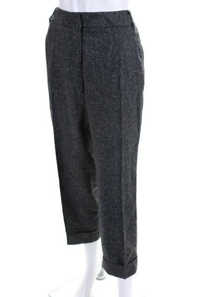 Weekend Max Mara Womens Wool Pleated Cuffed Straight Leg Trousers Gray Size 14