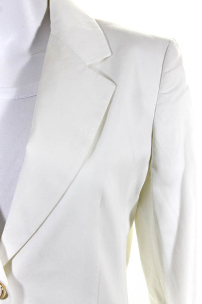 Byblos Womens Sateen Two Button Blazer Jacket White Cotton Size EU 38