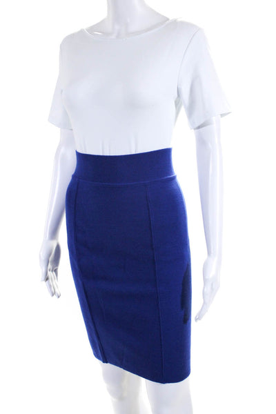 Emanuel Ungaro Parallele Womens Vintage Knit Pencil Skirt Blue Size Medium