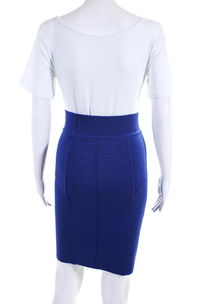 Emanuel Ungaro Parallele Womens Vintage Knit Pencil Skirt Blue Size Medium