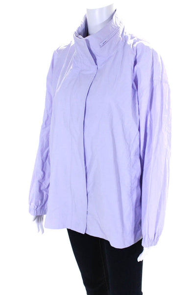 Eileen Fisher Womens Front Zip & Button Hooded Jacket Purple Size Large