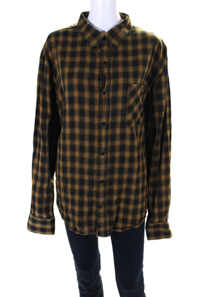 Vince Womens Button Down Long Sleeve Collared Flannel Yellow Size XXL