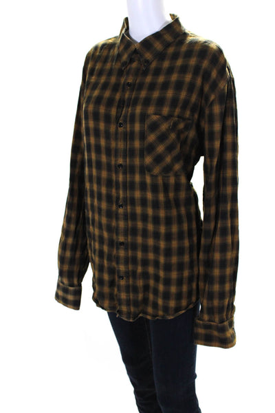 Vince Womens Button Down Long Sleeve Collared Flannel Yellow Size XXL